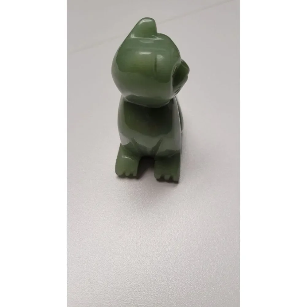 Jade‎ quartz hand carved cat figurine healing *rare